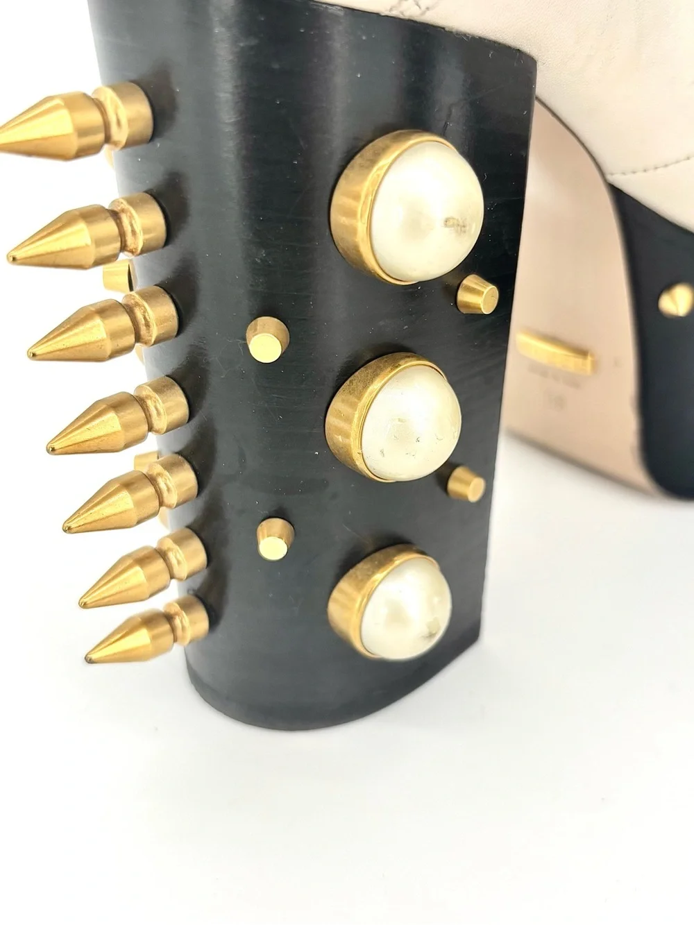 Gucci Vegas Spiked Pearl Horsebit Platform High Block Heel Loafers 36